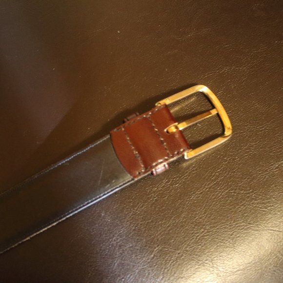 MENS LEATHER BELT W/SPLIT COWHIDE ON MELLOW ROUND - Picture 7 of 8